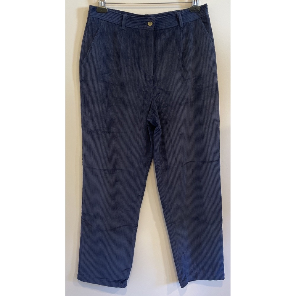 Vintage 90's High Waist Navy Corduroy Pants Trousers Appleseeds NWT Size 14P